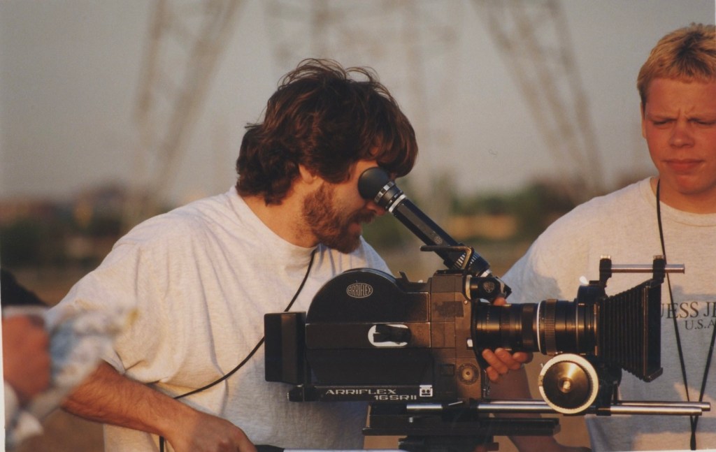DOP Christopher Ball and 1st AC Kyle Rath on the set of "Ecstasy".