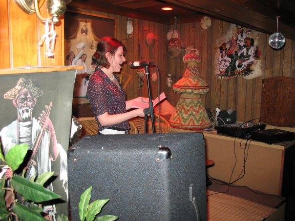 Jen Eisler delivers a Chicken & Wine lecture.
